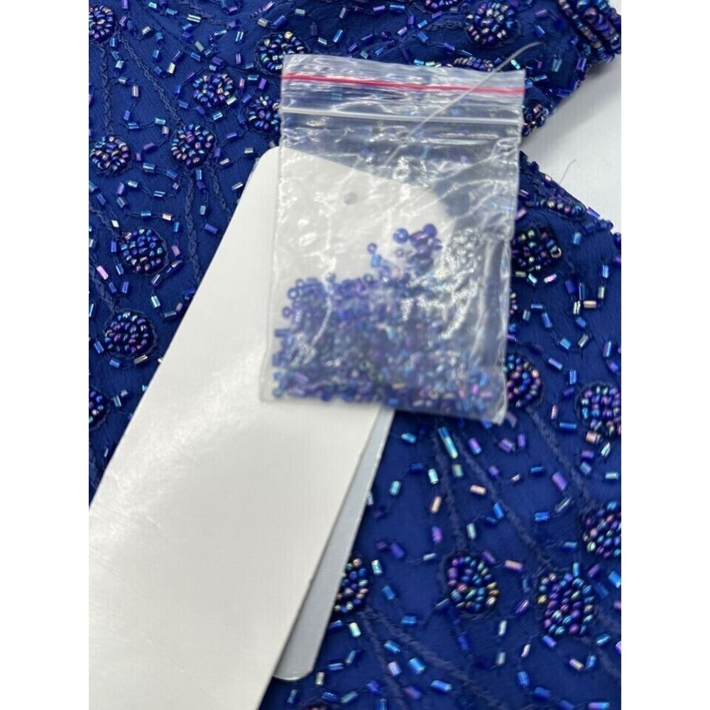 Adrianna Papell Occasions Silk Beaded Top Size P12 Purple Blue Shade Zipper Back - Picture 7 of 7